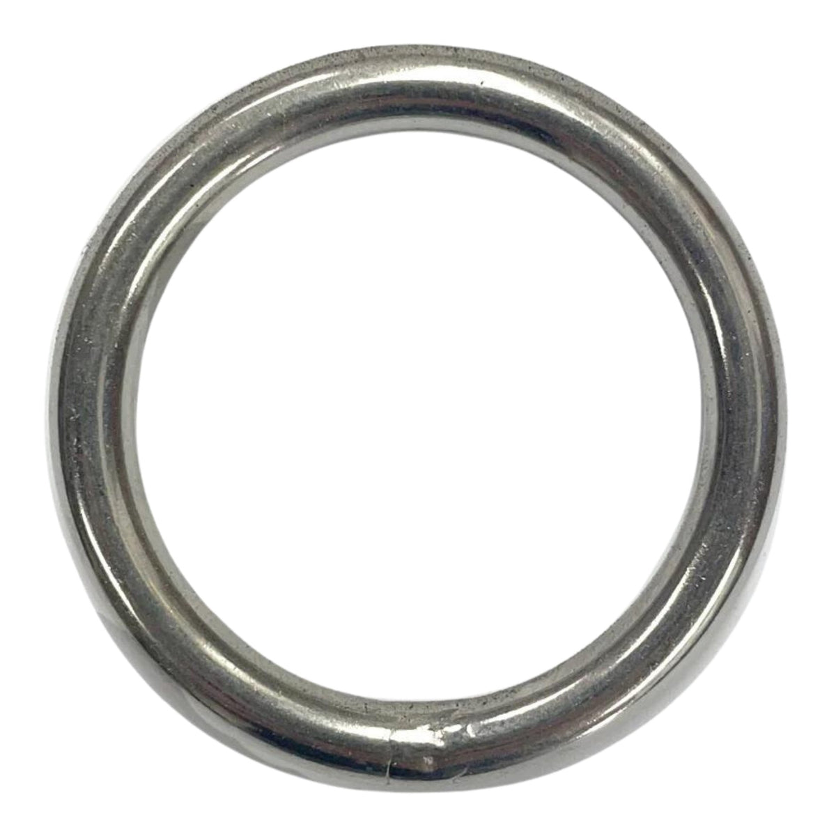 Stainless steel ring on white