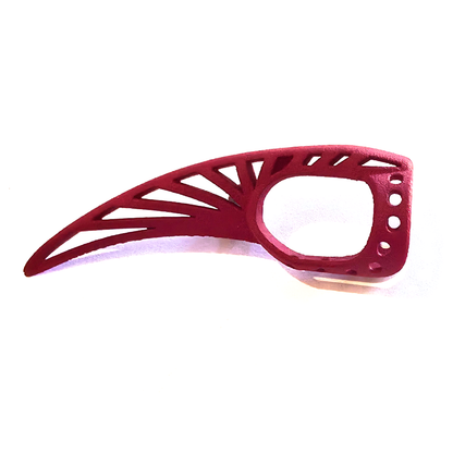 Red Steampunk Nylon Claw in side profile, showing the cut-out blade pattern