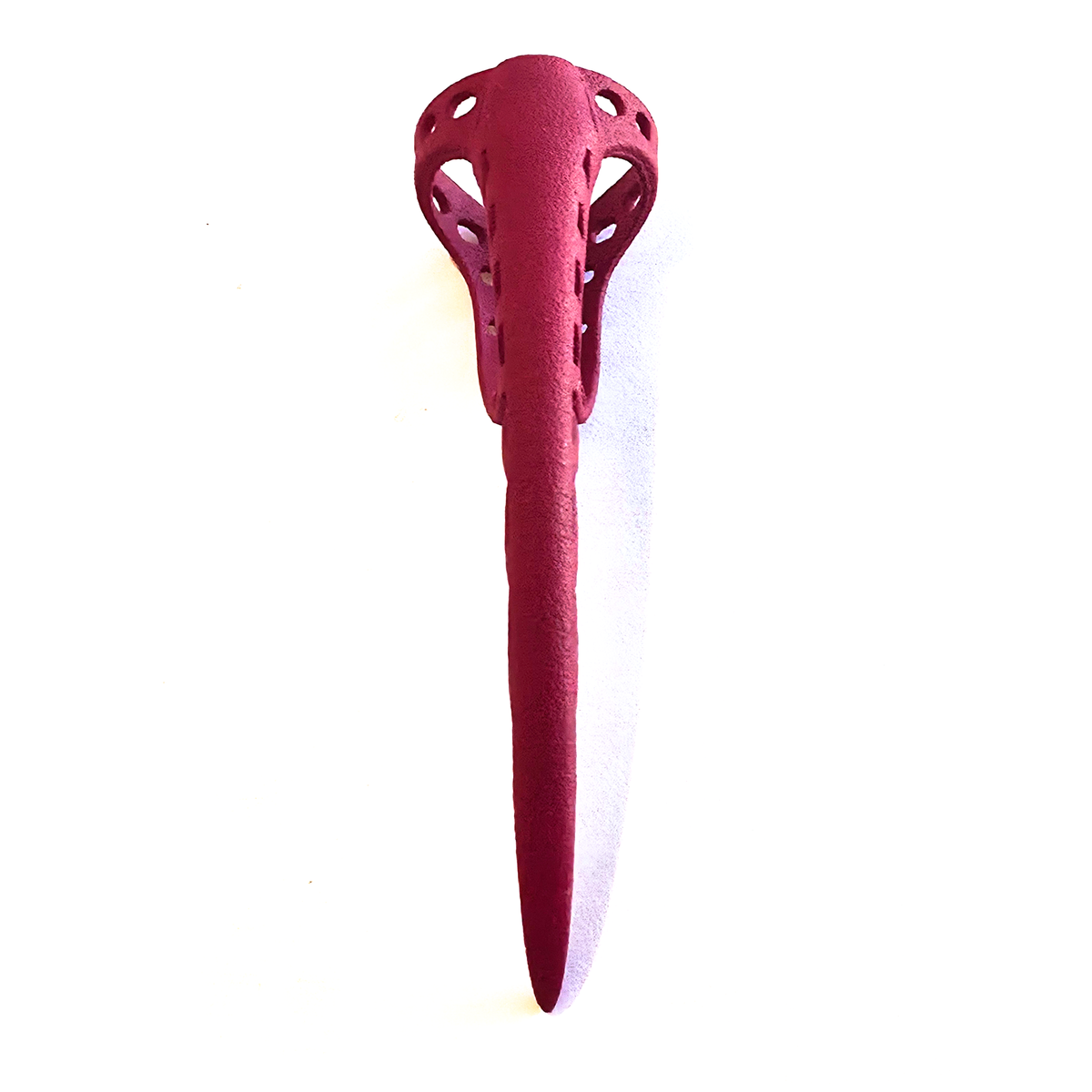 Red Steampunk Nylon Claw seen from above, showing the tapered tip and finger ring